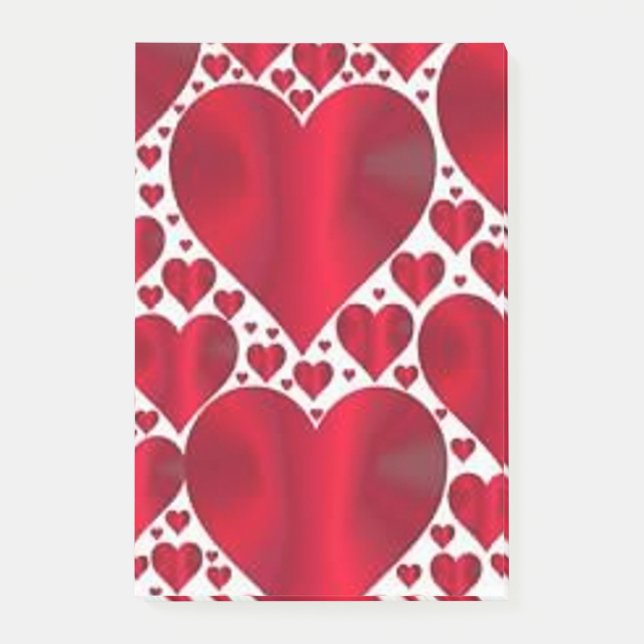 RED HEARTS FOR VALENTINE'S DAY POST-IT NOTES (Front)