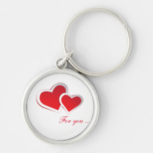 Red Hearts For you ... Personalise Button Keychain