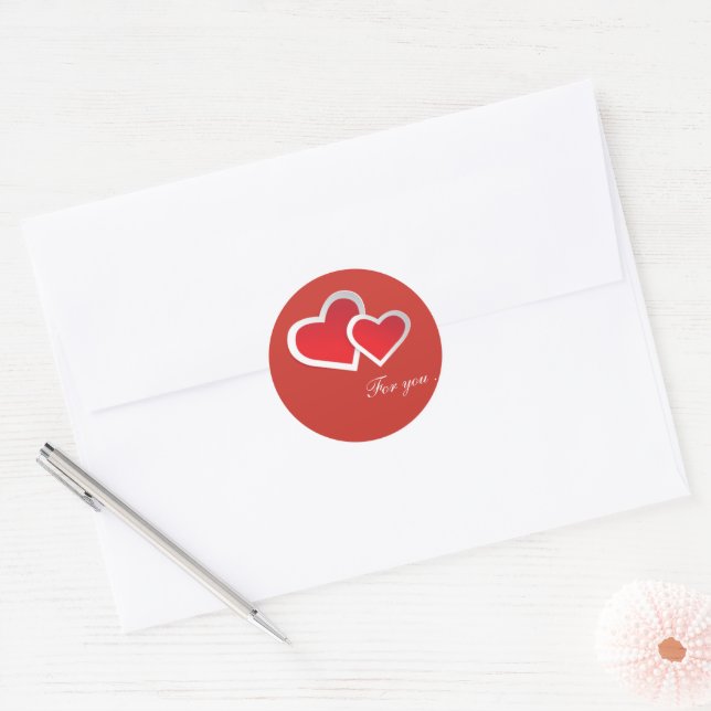 Red Hearts For you ... Personalise Classic Round Sticker (Envelope)