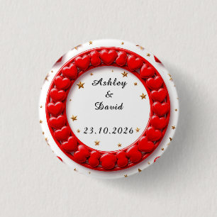 Red Hearts Frame 3 Cm Round Badge