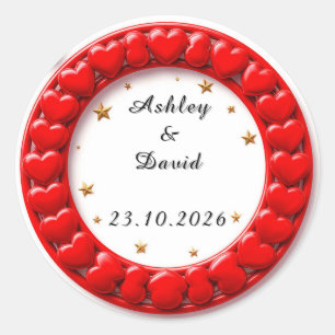 Red Hearts Frame Classic Round Sticker