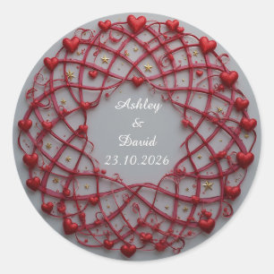 Red Hearts Frame Classic Round Sticker