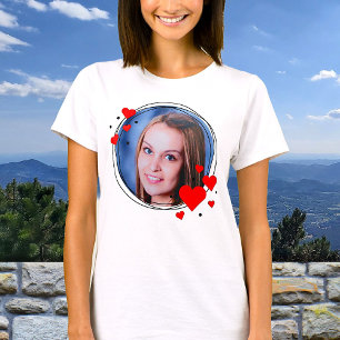 Red Hearts Framed Photo Valentine's Day T-Shirt