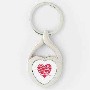 Red hearts, gift key ring