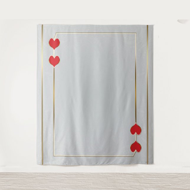 Red Hearts Gold Card Photography Backdrop Tapestry (Front)