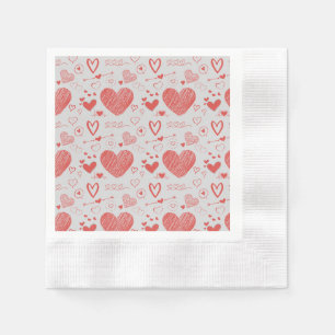 red hearts - grey background napkin