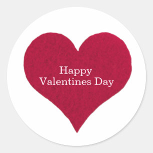 red hearts Happy Valentines day Classic Round Sticker