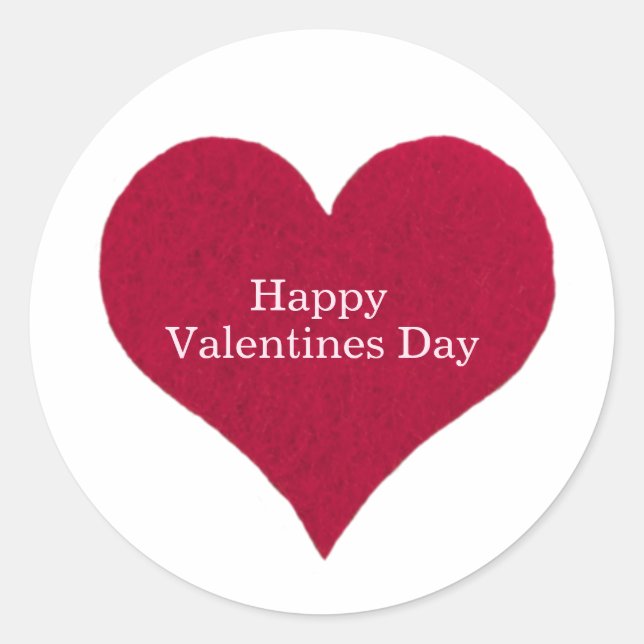 red hearts Happy Valentines day Classic Round Sticker (Front)
