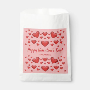 Red Hearts Happy Valentine's Day & Custom Text Favour Bags