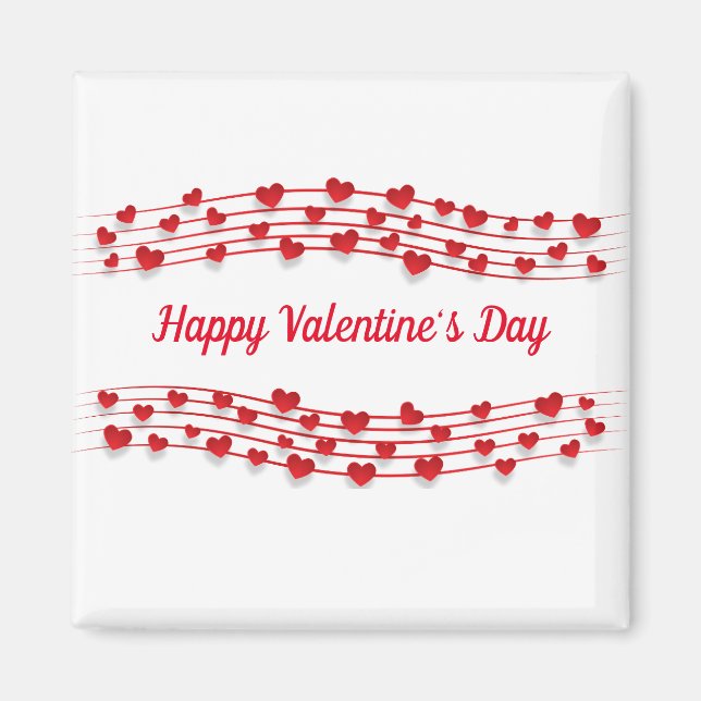 Red Hearts Happy Valentine's Day Magnet (Front)