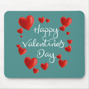 Red Hearts Happy Valentine's Day Mousepad