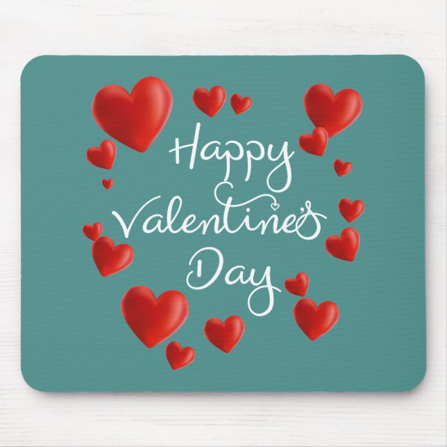 Red Hearts Happy Valentine's Day | Mousepad (Front)