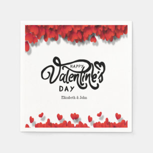 Red Hearts Happy Valentine's Day   Napkin