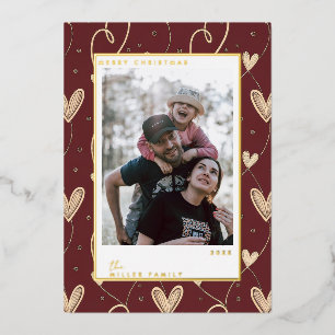 Red Hearts Holiday Photo Foil Cards