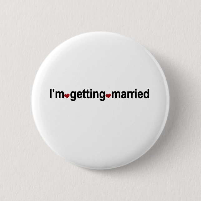 Red Hearts I'm Getting Married 6 Cm Round Badge (Front)