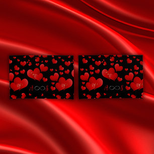 Red Hearts Infinity Initials Monogram on black   Pillowcase