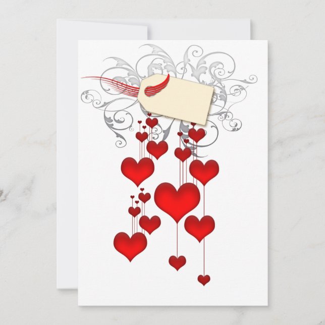 Red hearts invitations (Front)