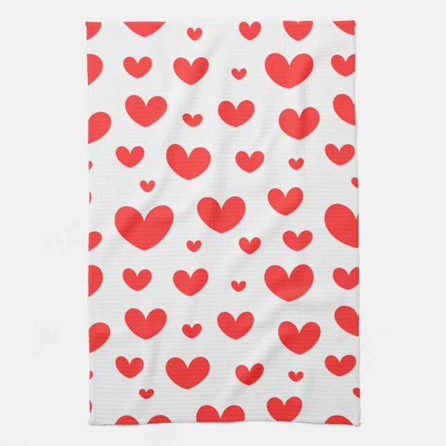 Red hearts Kitchen Towels (Vertical)