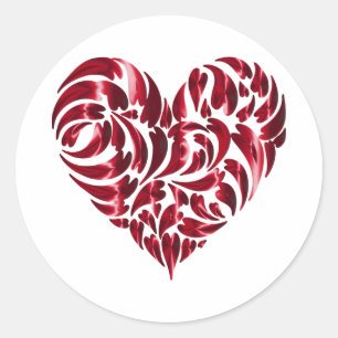 Red Hearts Lace Design Classic Round Sticker