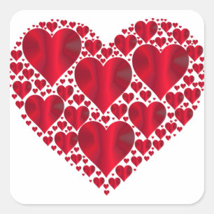 Red Hearts Lace Design Square Sticker