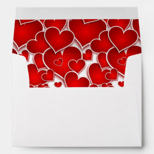 Red Hearts Lined Envelope With Return Address
