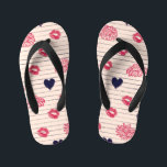 Red hearts, lips, daisies pattern. kid's jandals<br><div class="desc">Vintage red hearts lips daisies seamless pattern
Playful pattern with red hearts,  lips,  and daisies. Sweet,  Romantic,  Youthful,  Expressive.
Hearts,  lips,  daisies in red make for a romantic seamless pattern.
background,  pattern,  illustration,  flower,  decor,  wedding,  heart,  school,  love,  line,  black,  seamless,  red,  valentine,  doodle,  fabric,  drawing,  pencil,  notebook,  fall</div>