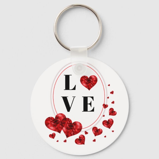 Red Hearts Love Button Key Chain (Front)