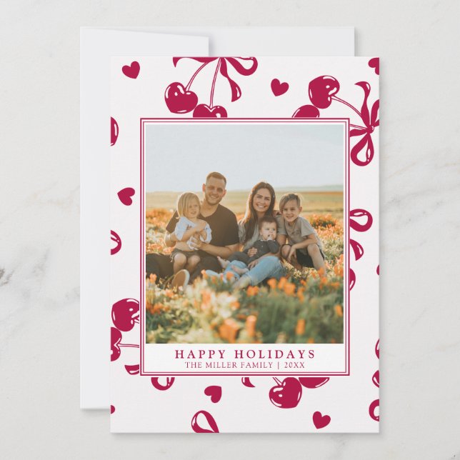 Red Hearts Love Holiday Cards (Front)