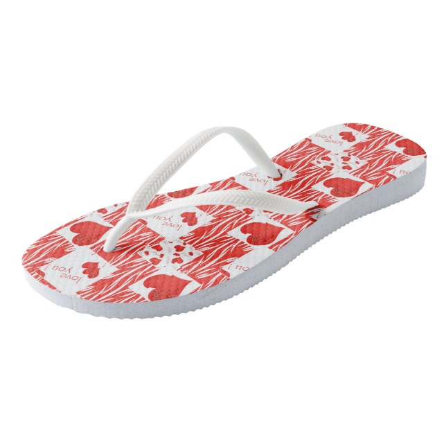 Red hearts, love. jandals (Angled)