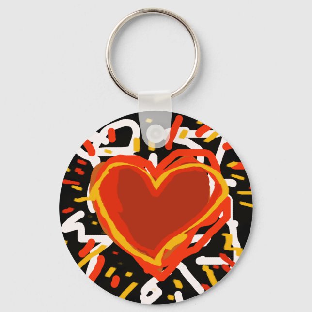 red hearts, love key ring (Front)