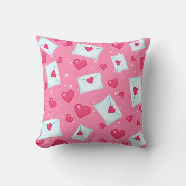 Red Hearts Love Letters Pattern Cushion (Front)