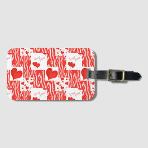Red hearts, love. luggage tag