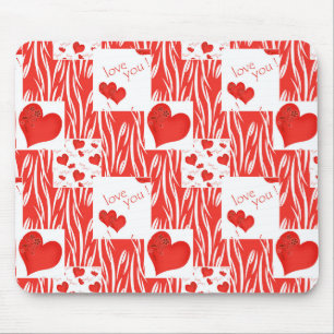 Red hearts, love. mouse pad