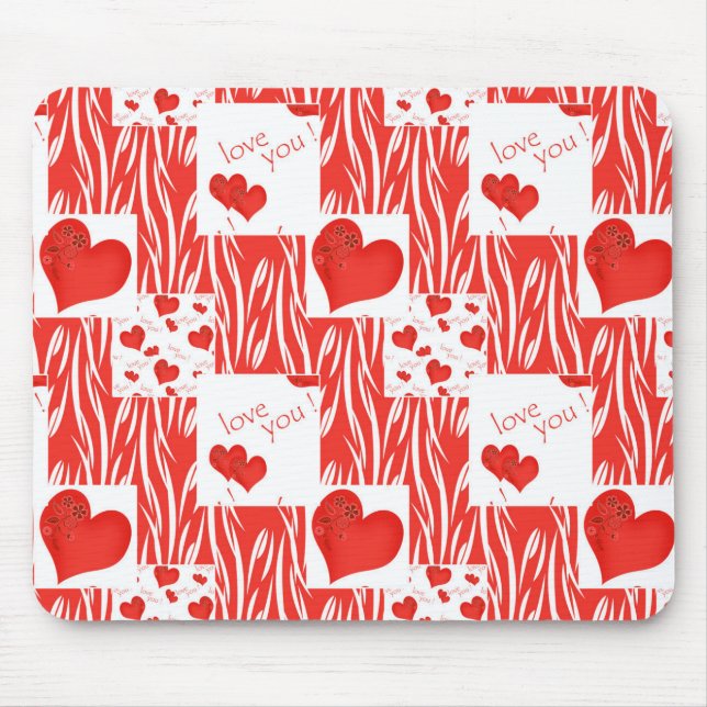 Red hearts, love. mouse pad (Front)