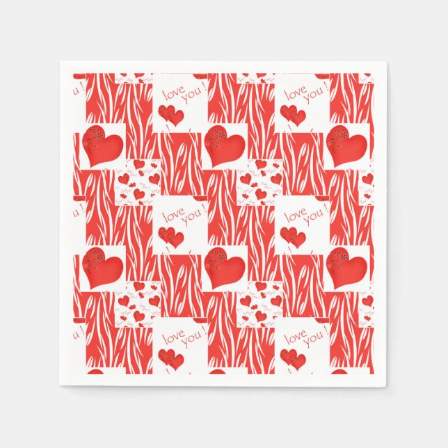 Red hearts, love. napkin (Front)