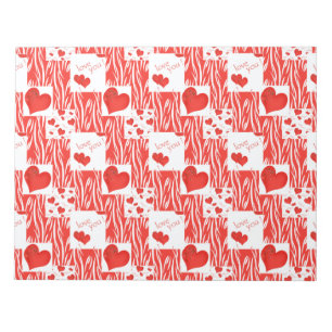 Red hearts, love, notepad