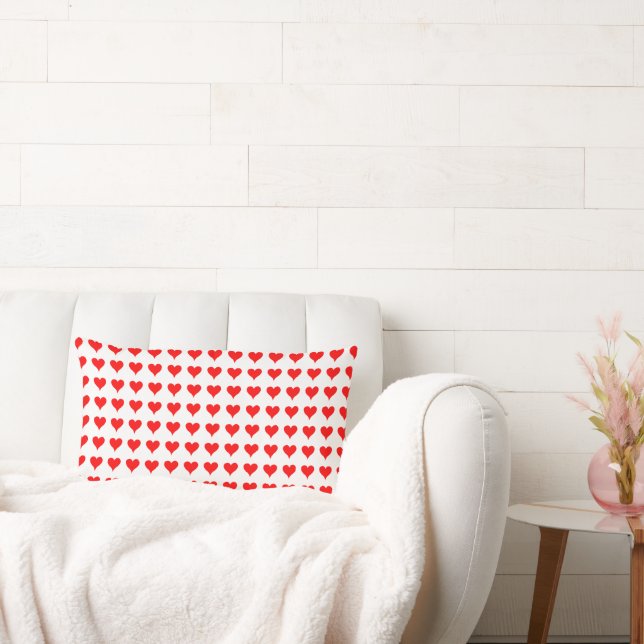 Red Hearts Love Pattern Lumbar Cushion (Couch)