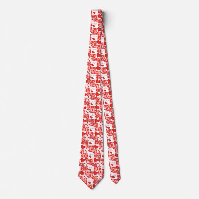 Red hearts, love. tie (Front)