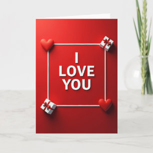 Red Hearts Love You Faux Gold Foil Card