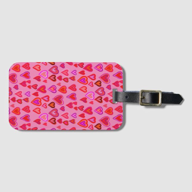 Red hearts luggage tag (Front Horizontal)
