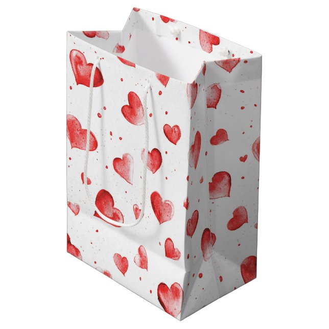 Red Hearts Medium Gift Bag (Front Angled)