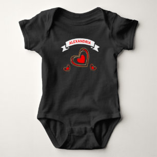 Red Hearts Modern Love Trendy Baby Bodysuit