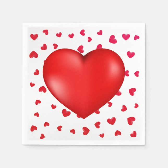 Red hearts modern simple Valentine love Napkin (Front)
