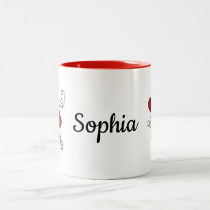 Red hearts monogram cup