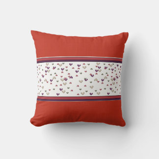 Red Hearts & Monogram Throw Pillow