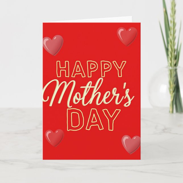 Red Hearts Mothers Day Card (Front)