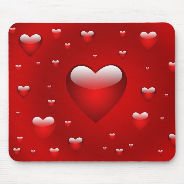 Red hearts mouse pad (Front)