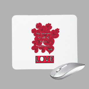 Red hearts mouse pad
