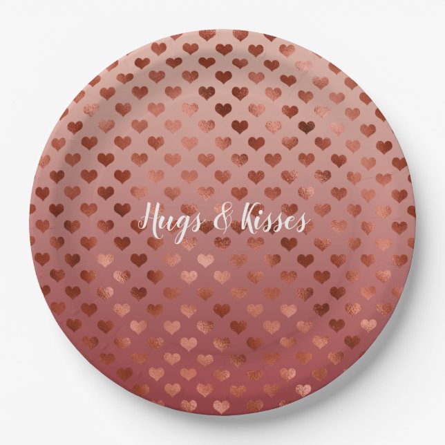 Red Hearts Ombre      Paper Plate (Front)