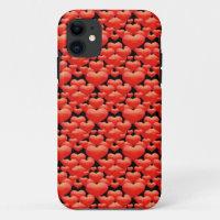 Red Hearts on Black